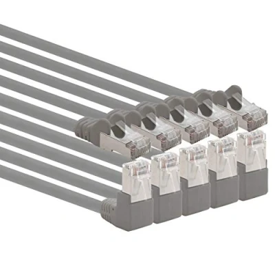Abbildung von 1aTTack.de 366130 Cat.6 Netzwerkkabel Winkel 90 Grad 0,5m grau 5 Stück Cat6 Patchkabel (SFTP PIMF) 1000Mbit/s Rj 45 Stecker x Meter