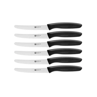 Abbildung von ZWILLING Twin Grip Messer Set, 6 teilig, Küchenmesser, Klingenlänge: 12 cm, Rostfreier Spezialstahl/Kunststoff Griff, Schwarz