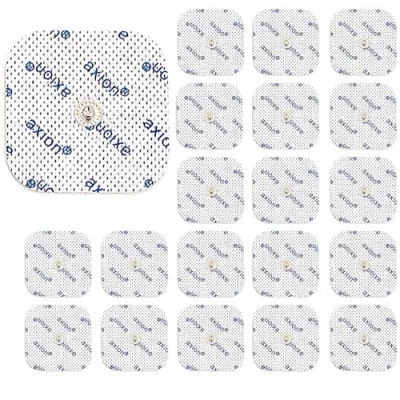 Abbildung von 20er Set 5x5 cm Elektroden Pads kompatibel Mit Compex Muskelstimulationsgeräten zur Muskelstimulation 3,75 Snap Druckknopf Zertifiziertes Medizinprodukt von axion
