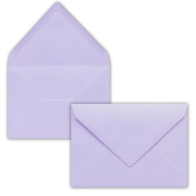 Abbildung von 50x Briefumschläge B6 17,5 x 12,5 cm Lila Nassklebung mit spitzer Klappe 120 g/m² Für Hochzeit, Gruß Karten, Einladungen