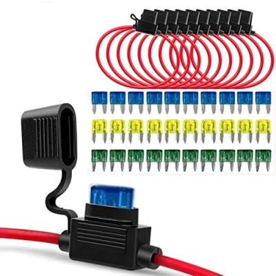 Abbildung von GTIWUNG 10 Stück Auto Sicherungshalter mit 12AWG Draht für KFZ LKW, Flachsicherung Halter Wasserdicht Inline Blade Fuse Holder 30 teiligen Klein Flachsicherungen