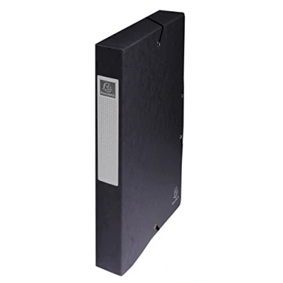 Abbildung von Exacompta 50401E 8er Pack Premium Sammelboxen aufgebaut mit Gummizug 40 mm breit aus extra starkem Colorspan Karton Rückenschild für DIN A4 Archivbox Heftbox Dokumentenbox Sammelmappe schwarz