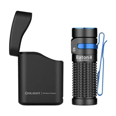 Abbildung von OLIGHT Baton 4 kit Mini LED Taschenlampe mit dimmbarem Ladecase, Wiederaufladbare bis zu 190 Tage Laufzeit, 1300Lm 170m Leuchtweite superhelle kleine für Alltag, IPX8 Schwarz
