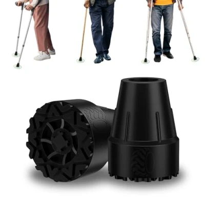 Abbildung von supregear Gummipuffer für Gehstöcke, 2er Pack 19 mm Strapazierfähige Ersatz Gummispitzen Krücken und Rutschfeste Gummifüße mit Metalleinsatz