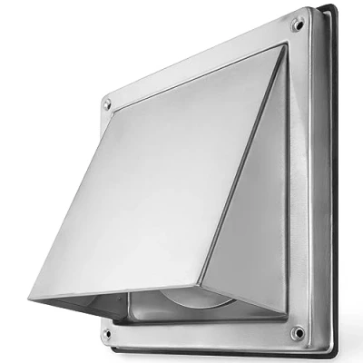 Abbildung von calimaero® HWG Edelstahl Lüftungsgitter 150mm, Abluftgitter, Integrierte Rückstauklappe, Sehr Witterungsbeständig, Abdeckung Dunstabzug Außen, Wandanschluß Abluft
