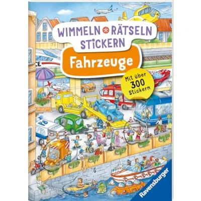 Abbildung von Ravensburger Wimmeln, Rätseln, Stickern: Fahrzeuge Stickerbuch ab 4 Jahren, 13 Wimmelbilder, über 300 Sticker,