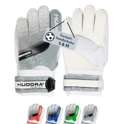 Abbildung von HUDORA Torwarthandschuhe Gepolsterte Fußball Torhüterhandschuhe für Kinder &amp; Jugendliche in Größe M Schaumstoffrücken Fußballhandschuhe mit Klettverschluss grau