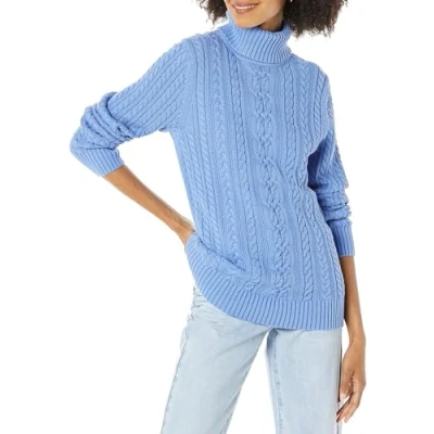 Abbildung von Amazon Essentials Damen Leichter Rollkragenpullover Mit Zopfmuster (Erhältlich In Übergröße), Blau, S