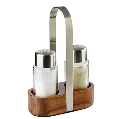 Abbildung von APS 40435 Menage &quot;WOOD&quot;, 11,5 x 5,5 cm, Höhe 17 Set bestehen aus: Salz und Pfefferstreuer, Ständer