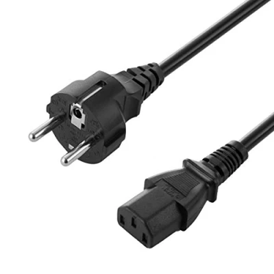Abbildung von Kaltgerätekabel 1,8m Kaltgerätestecker auf Schutzkontakt gewinkelt PC Netzkabel 3 Polig Netzteil Kabel C13 für Computer Monitor Bildschirm Beamer Stromkabel Kaltgeräte