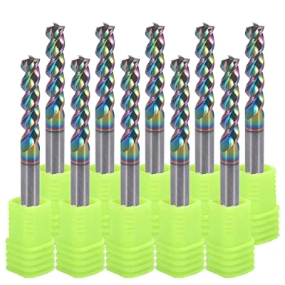 Abbildung von 4mm Hartmetall quadratische Endfräse für Aluminiumkupferanwendungen, 3 Flöte, Schneiddurchmesser, Schaft, DLC Beschichtung, CNC Fräserbits, Endfräserbits, U Type Design, 10 Pack (4 x 4 17MM)