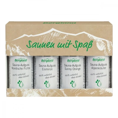 Abbildung von Saunen mit Spass 4 versch. Sorten Konzentrat