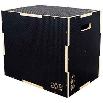Abbildung von Signature Fitness 3 in 1 rutschfeste hölzerne Plyo Box Plyometrische Springen Übung, mehrere Größen