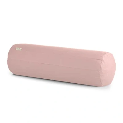 Abbildung von basaho Yoga Bolster Yogarolle Bio Baumwolle (OCS Zertifiziert) Buchweizenschalen Abnehmbarer und waschbarer Bezug Rolle Yogakissen (Hellrosa)