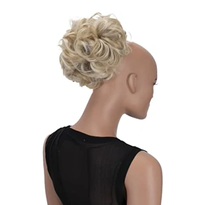 Abbildung von CAISHA Dutt Haarteil Zopf Haarknoten Hepburn Haargummi Hochsteckfrisuren DM15cm Gewellt Hellblond Mix HK121