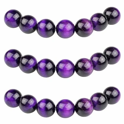 Abbildung von MJDCB Perlen zum Auffädeln 10mm 35 stück Violettes Tigerauge Halbedelsteine mit Loch Natürliche Lose Runde Steinperlen für Herstellung Schmuck Armbänder Halsketten