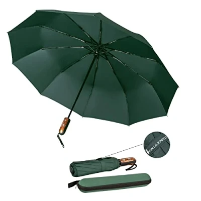 Abbildung von VON LILIENFELD Regenschirm Taschenschirm Schwarz Sturmfest durch 10 Fiberglas Streben Auf Zu Automatik Teflonbeschichtung Reise Etui Clark