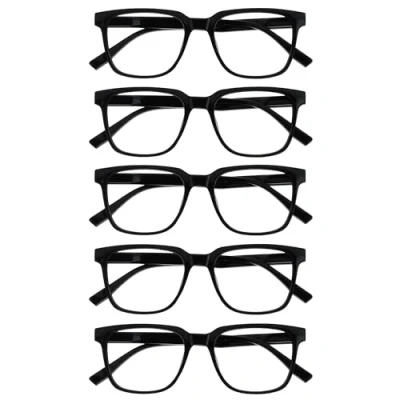 Abbildung von OPULIZE LEO Lesebrille 5er Pack Großes Rechteckiges Gestell Schwarz Herren Damen Federscharniere RRRRR55 1 +2.00