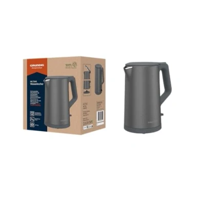 Abbildung von Grundig WK 7340 Wasserkocher, 2.150 W Leistung, 1,5 l Fassungsvermögen, Kabelaufwicklung, Abschaltautomatik, verdecktes Heizelement aus Edelstahl, Cool Touch mit Doppelwand, Dark Inox