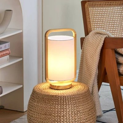 Abbildung von Pauleen Tischleuchte »Woody Charm max. 20W Holz / Stoff«, 1 flammig, Leuchtmittel E27 ohne Leuchtmittel,