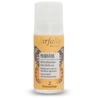 Abbildung von farfalla Men Deo Roll on Mandarine 50ml Deodorant Deodoarant mit 24h Schutz 100% zertifizierte Naturkosmetik Aluminiumfrei &amp; vegan