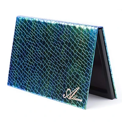 Abbildung von Allwon Magnetic Palette Meerjungfrau Leere Make up mit Spiegel und 30 Stück Kleber Metallaufkleber für Lidschatten Lippenstift Rouge Puder (Grün)