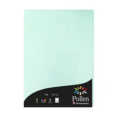 Abbildung von Clairefontaine 4233C Packung mit 50 Karten Pollen 120g, DIN A4, 21 x 29,7cm, Jadegrün
