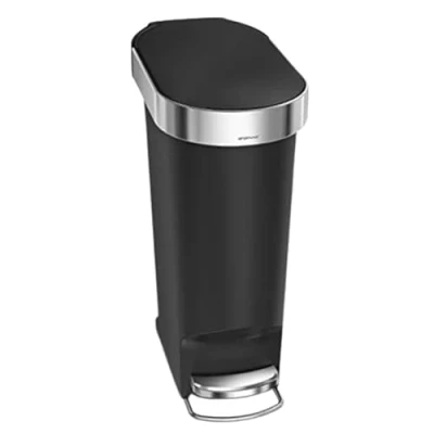 Abbildung von Simplehuman CW1390 40 Liter, schmaler Treteimer mit Beutel Klemmrand, Mülleimer Küche, Abfalleimer, Mülltrennsystem, Mülltrennung, Recycling, schwarzer Kunststoff, 5 Jahre Garantie