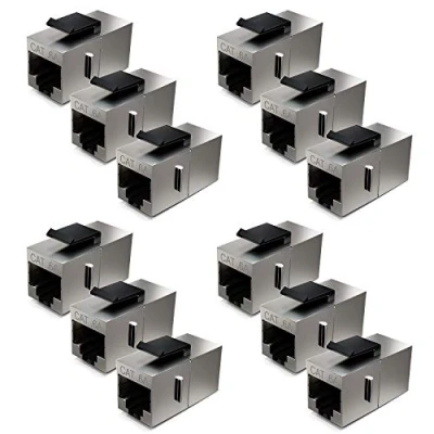 Abbildung von deleyCON 12x CAT6a Keystone Modul Patchkabel Kupplung Verbinder Geschirmt 2x RJ45 Buchse Netzwerk Patchpanel Keystonehalterung Erweiterung