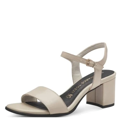 Abbildung von MARCO TOZZI Damen Sandalen mit Absatz Verstellbarem Riemen aus Leder, Beige (Cream), 39 EU