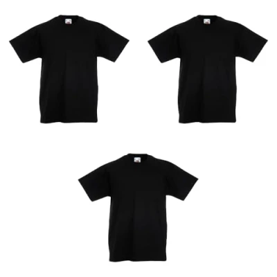 Abbildung von GIDUTEX 3er Pack Kinder Tshirts by Fruit of The Loom Original T Unisex (DE/NL/SE/PL, Numerisch, 164, Regular, 3, Schwarz)