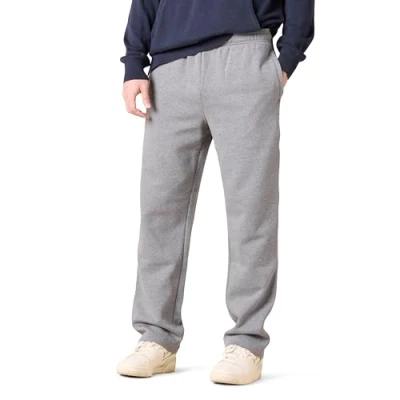 Abbildung von Amazon Essentials Herren Fleece Jogginghose mit offenem Saum (erhältlich in den Größen L und L), Hellgrau Meliert, XL