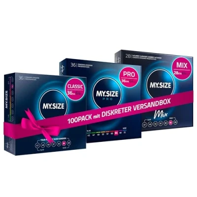 Abbildung von MY.SIZE 100 Kondome 64 mm Megaset Classic + Mix Pro I Größe 6 Stück Sparpackung Premium Kondom extra dünn gefühlsecht hauchzart dünne Wandstärke vegan Condoms for men