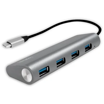 Abbildung von LogiLink UA0309 USB 3.1 Hub für PC/Laptop, 4 Ports Aluminiumgehäuse Silber
