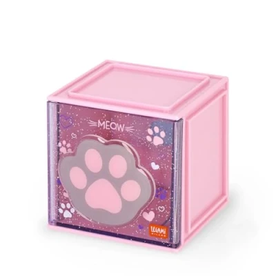 Abbildung von Legami Cutie Cubes Modular Desk Box, Kitty, Schreibtisch Organizer, Aufbewahrung, inklusive Stickerbogen, stapelbar, multifunktional, ABS, 90 x 100 cm