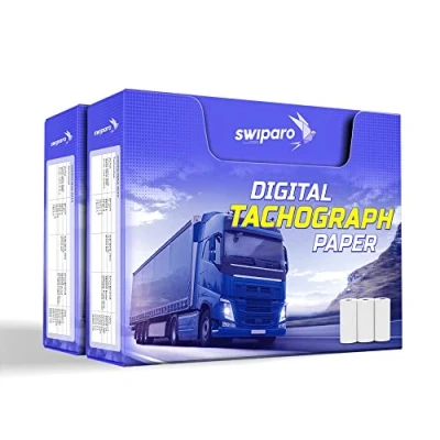 Abbildung von SWIPARO Zertifizierte Tachorollen Tachographenpapier Thermopapier für sämtliche digitalen LKW Tachographen/Fahrtenschreiber 57/8 mm (6 Rollen)