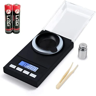 Abbildung von Hotloop Feinwaage Milligramm Waage 50 X 0.001g Professionelle Digitale Scale Taschenwaage Laborwaage Briefwaage Goldwaage Medikamentenwaage mit Pinzette Kalibriergewicht und Wiegepfanne