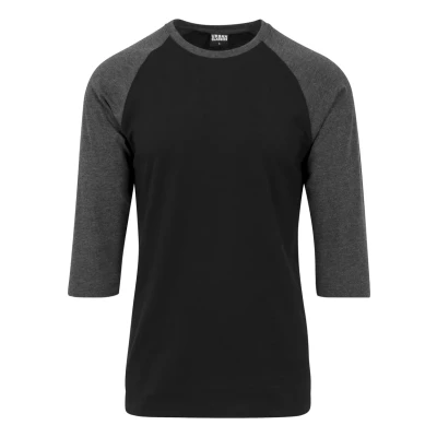 Abbildung von Urban Classics Contrast 3/4 Sleeve Raglan Langarmshirt, Herren, Größe: 5XL, Blk/cha
