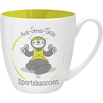 Abbildung von GRUSS &amp; CO Anti Stress Tasse Motiv &quot;Sportskanonen&quot; mit Spruch, 45 cl, New Bone China Geschenk lustig 45522