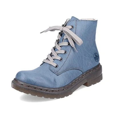 Abbildung von Rieker Damen Schnürstiefel 78240, Frauen Stiefel,schnürboots,halbstiefel,schnürung,Winterstiefel,Winterschuhe,blau (14),41 EU / 7.5 UK