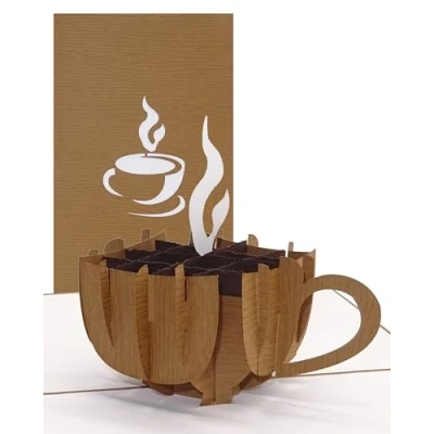 Abbildung von Pop Up Karte &quot;Coffee Cup&quot; Kaffeetasse Gutschein, Geburtstagskarte, Geschenkgutschein &amp; Einladung zum Kaffee, Kaffeeklatsch