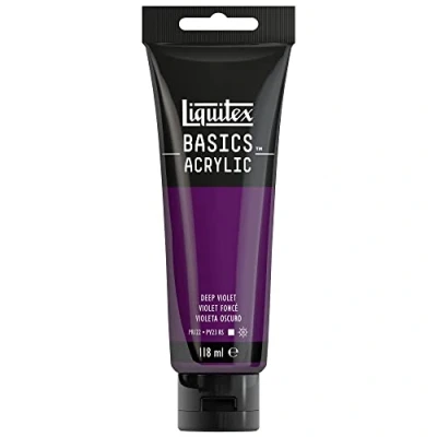 Abbildung von Liquitex 8870011 Basics Acrylfarbe, monopigmentierte Künstlerpigmente, lichtecht, mittlere Viskosität, Archivqualität, seidenglänzender Finish, 118ml Tube Dunkelviolett