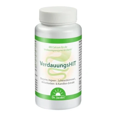 Abbildung von VerdauungsHIT 90 Tabletten I 82 g Dose, 45 Portionen Für die Verdauung¹ 5 Enzyme, Kieselerde, Ingwer , Schwarzkümmel Artischocken &amp; Kamillenextrakt bei Histamin Intoleranz geeignet vegan