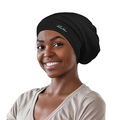 Abbildung von FocusCare Schlafmütze, mit Seidensatin gefüttert, verstellbar, für schwarze Damen krausem Haar, extra groß