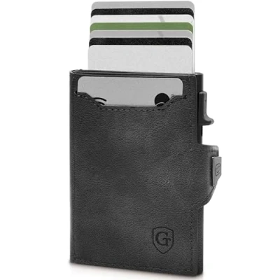 Abbildung von GenTo Slim Wallet mit Münzfach Geldbeutel Herren für 10 Karten Geldbörse RFID Schutz Smart kleines dünnes Kartenetui Portemonnaie