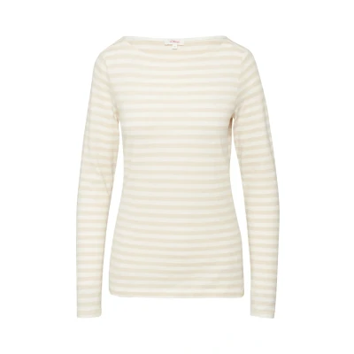 Abbildung von s.Oliver MIT U BOOT Ausschnitt Langarmshirt, Damen, Größe: 32, Beige