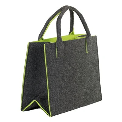 Abbildung von Brandsseller Praktische Einkaufstasche Shoppingbag Freizeittsche Aufbewahrungsbehälter aus Filz ca. 35 x 20 28 cm Anthrazit/Grün