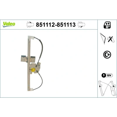Abbildung von Valeo Fensterheber vorne links elektrisch ohne Elektromotor mit Komfortfunktion 851112