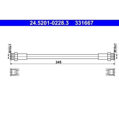 Abbildung von ATE 24.5201 0228.3 Bremsschläuche 245 OPEL: Corsa D Hatchback, E Hatchback