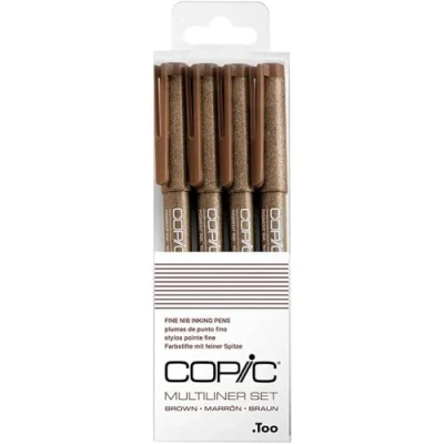 Abbildung von COPIC Multiliner Set, Brown, 4 Fineliner in verschiedenen Strichstärken, Zeichen Stifte mit einer feinen Spitze und wasserbeständiger Pigmenttinte